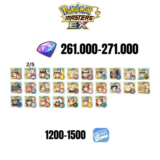 [ANDROID] 261.000-271.000 GEMS | RED&CHARIZARD 2025 | IRIDA&TYPHLOSION 2/5 2025 | GLORIA&CINDERACE 2025 | RED&PIKACHU | ETHELO&GIRATINA | 22 MASTERPARTY | 1200-1500 TICKET 5-STAR